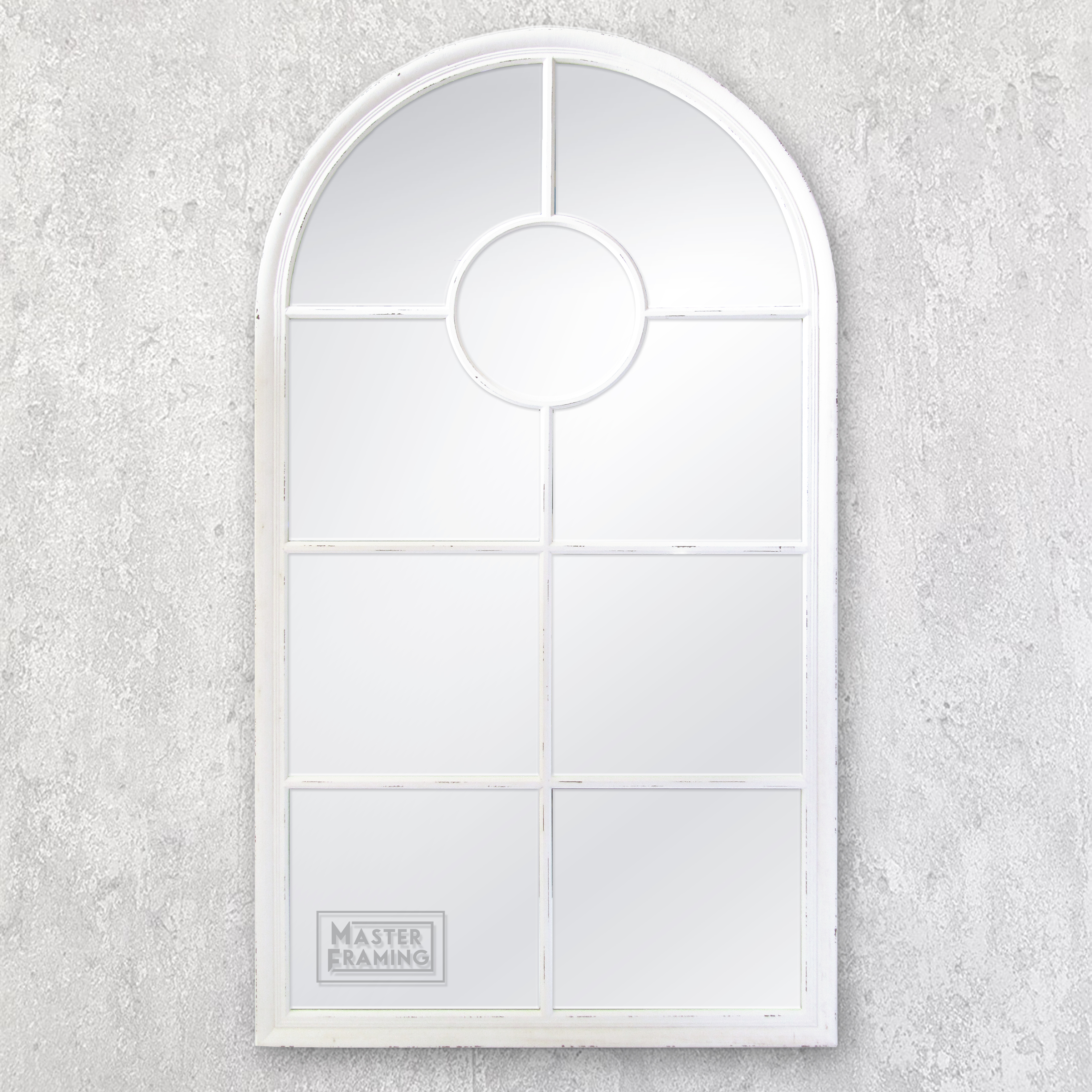 White Arch framed mirror